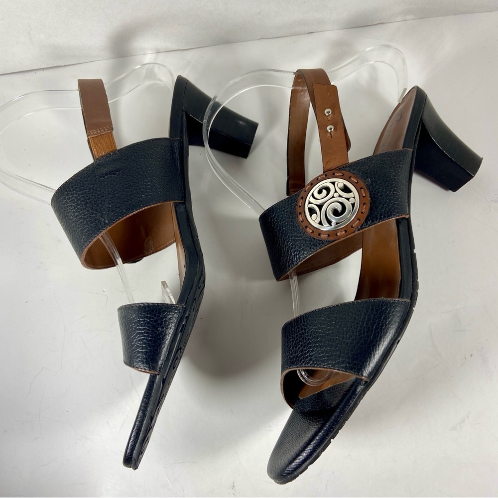 Brighton Black and Brown Heels with Decorative Metal Detail - Picture 5 of 12